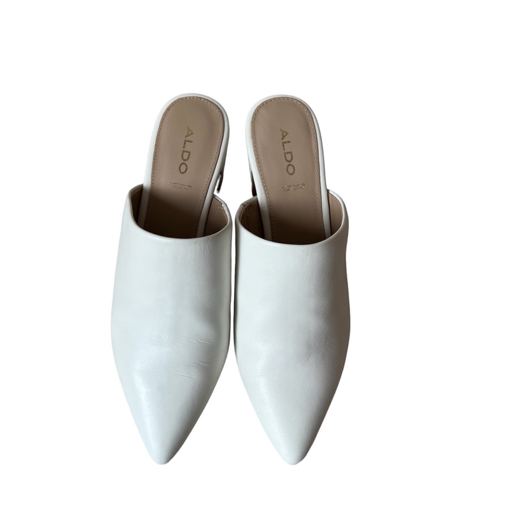 White Aldo Heeled Mule